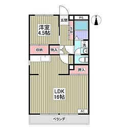 パークサイド篠崎 3階1LDKの間取り