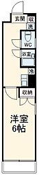 インベスト川崎 3階1Kの間取り