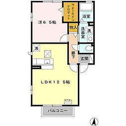 プラムズ・ヴィラ 1LDKの間取図画像