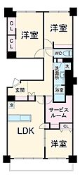 ルネ東林間E 5階4LDKの間取り