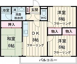 メゾン・ベル・アネックス 4階2LDKの間取り