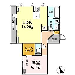 D’s LIEN (ディーズリアン)　F 2階1LDKの間取り