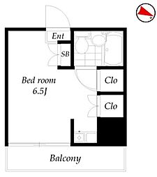 文教大学指定寮クレストセンバ ワンルームの間取図画像