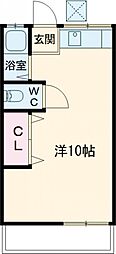 トミタハイツ 2階ワンルームの間取り