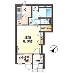 プレミアスII 1階1Kの間取り