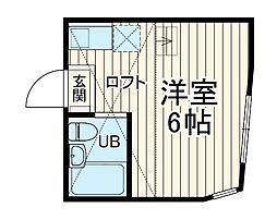 ユナイト上中里キャラガー 2階ワンルームの間取り
