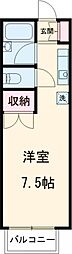オークビレッジB 1階1Kの間取り