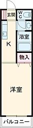 ウィンズフィールドＣ棟 1階ワンルームの間取り
