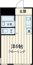 芦花公園ハイツ ワンルームの間取図画像