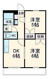 Mh-Arc KAORU 2階2DKの間取り
