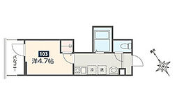 ＭＥＬＤＩＡ相模大野 1階1Kの間取り
