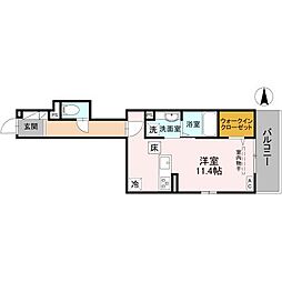 La Maison 表町 1階ワンルームの間取り