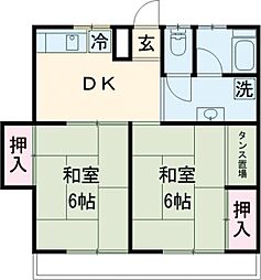 ドルフ恋ヶ窪 2階2DKの間取り