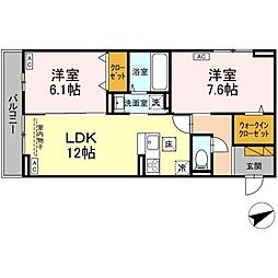 E’clat(エクラ) 1階2LDKの間取り