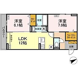 E’clat(エクラ) 2階2LDKの間取り