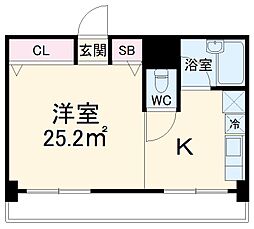 ベラルーサ11番館 1階ワンルームの間取り
