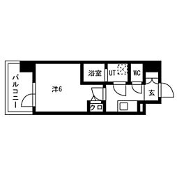 JR大阪環状線 野田駅 徒歩6分の賃貸マンション 2階1Kの間取り