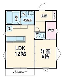 ユニバーサルシティ鈴谷 3階1LDKの間取り