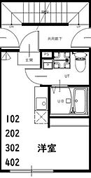 Holomua宝町 2階ワンルームの間取り