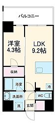 名古屋市営名城線 西高蔵駅 徒歩9分の賃貸マンション 9階1LDKの間取り