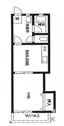 キャッスルマキ1号棟 1階1DKの間取り