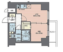 日暮里舎人ライナー 西新井大師西駅 徒歩3分の賃貸マンション 12階1LDKの間取り