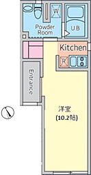 東京メトロ東西線 早稲田駅 徒歩9分の賃貸マンション 1階1Kの間取り
