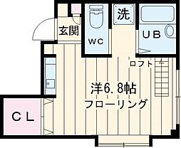 ロードサイド秋 2階1Kの間取り