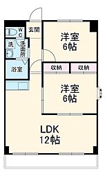 ルーブル早稲田 4階2LDKの間取り