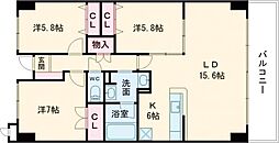 アイランドシティ・インフィニガーデンサウス棟 2階3LDKの間取り