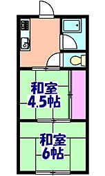 サンホームズ 2階2Kの間取り