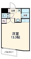 名古屋市営東山線 今池駅 徒歩8分の賃貸マンション 3階ワンルームの間取り