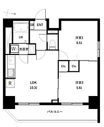 日暮里舎人ライナー 扇大橋駅 徒歩2分の賃貸マンション 9階2LDKの間取り