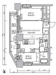 ティモーネグランデ田端ノルド 11階2LDKの間取り
