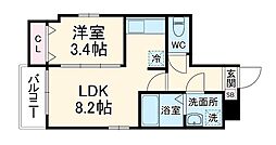 Cherim新瑞橋Lepont 2階1LDKの間取り