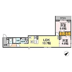 セレスティア江戸川III 302 2階2LDKの間取り