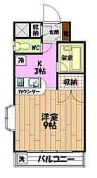 山美第二ビル 4階ワンルームの間取り