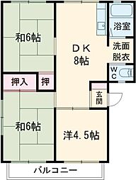 サンライフ本町田 2階3DKの間取り