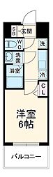 プレサンス尾張一宮ジュレア 6階1Kの間取り