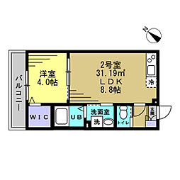 マロン クレール 1階1LDKの間取り