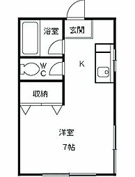 ファーストパレス金森2 2階ワンルームの間取り
