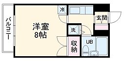 JR中央本線 甲府駅 徒歩9分の賃貸マンション 6階1Kの間取り