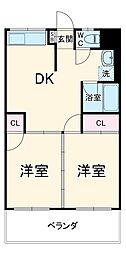 啓周ビル 2階2LDKの間取り