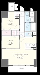 Evergarden 13階2LDKの間取り