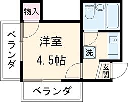 パールヴレイザー 3階1Kの間取り