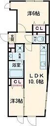 JR中央線 高円寺駅 徒歩15分の賃貸マンション 5階2LDKの間取り