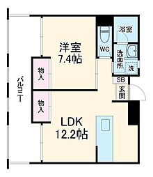 アメニティ高島台I 4階1LDKの間取り