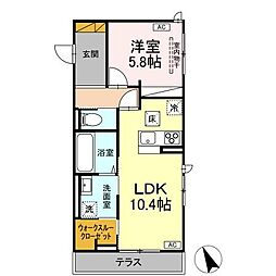 D’s LIEN (ディーズリアン)　E 1階1LDKの間取り