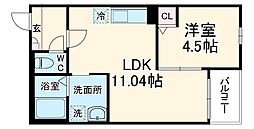 Jack uchisaiwaiI 1階1LDKの間取り