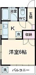 コーポルーセント 2階1Kの間取り